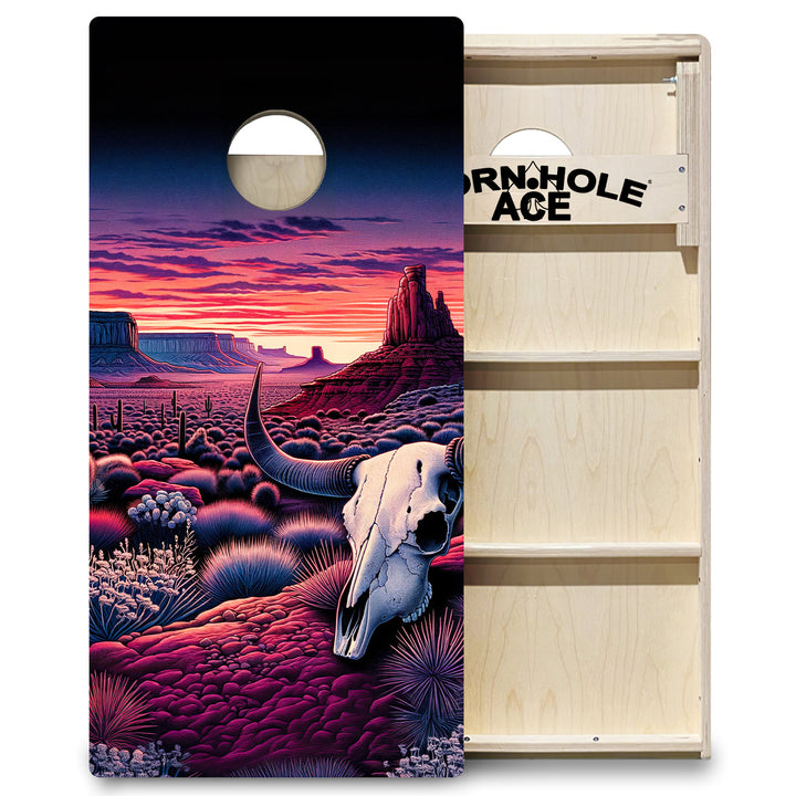 Purple Sunset Skull Valley - Cornhole Board Set - Professional