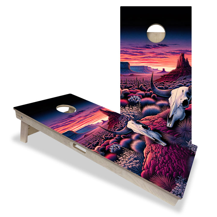 Purple Sunset Skull Valley - Cornhole Board Set - Professional