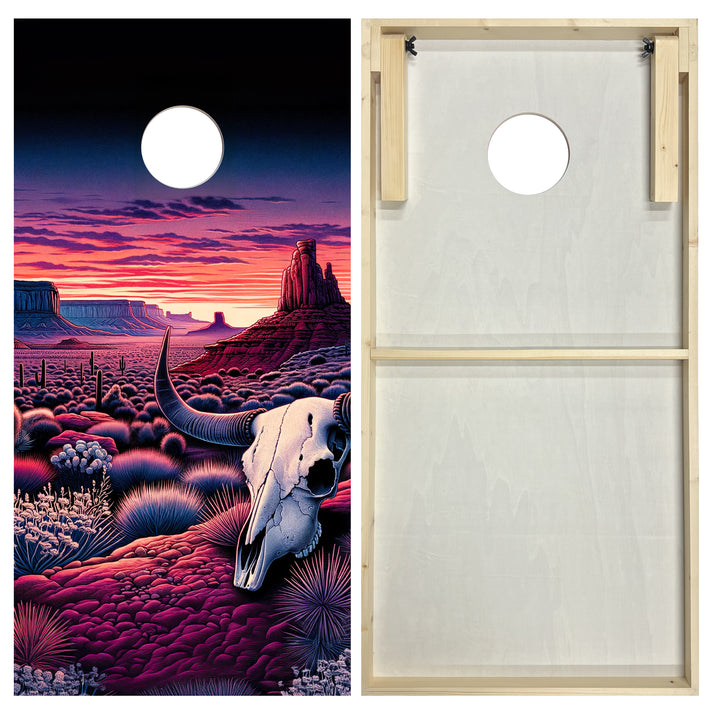 Purple Sunset Skull Valley - Cornhole Board Set - Standard