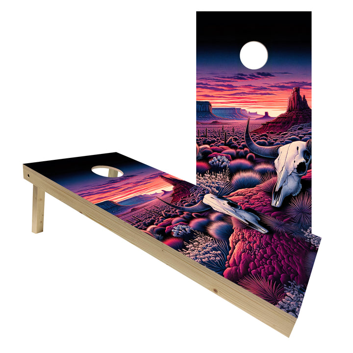 Purple Sunset Skull Valley - Cornhole Board Set - Standard