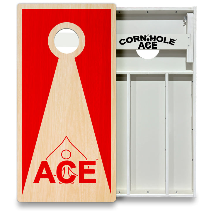 Red ACE Inverse Triangle - Cornhole Board Set - All Weather