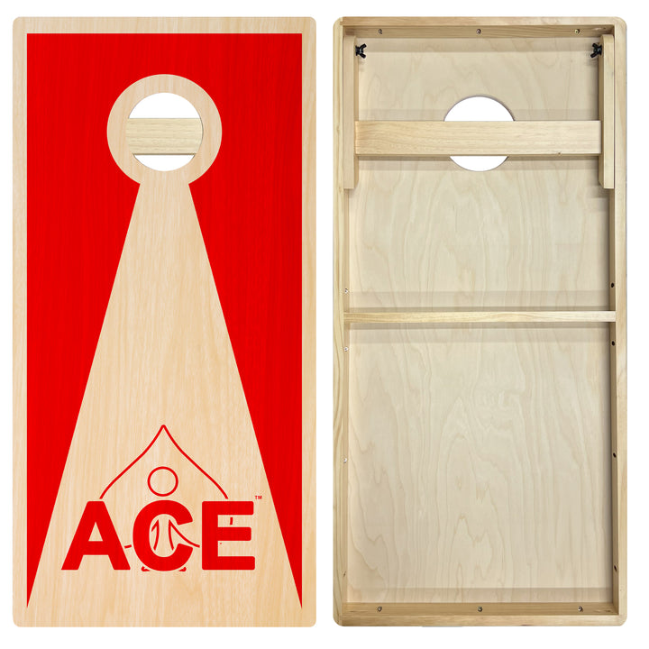 Red ACE Inverse Triangle - Cornhole Board Set - Intermediate