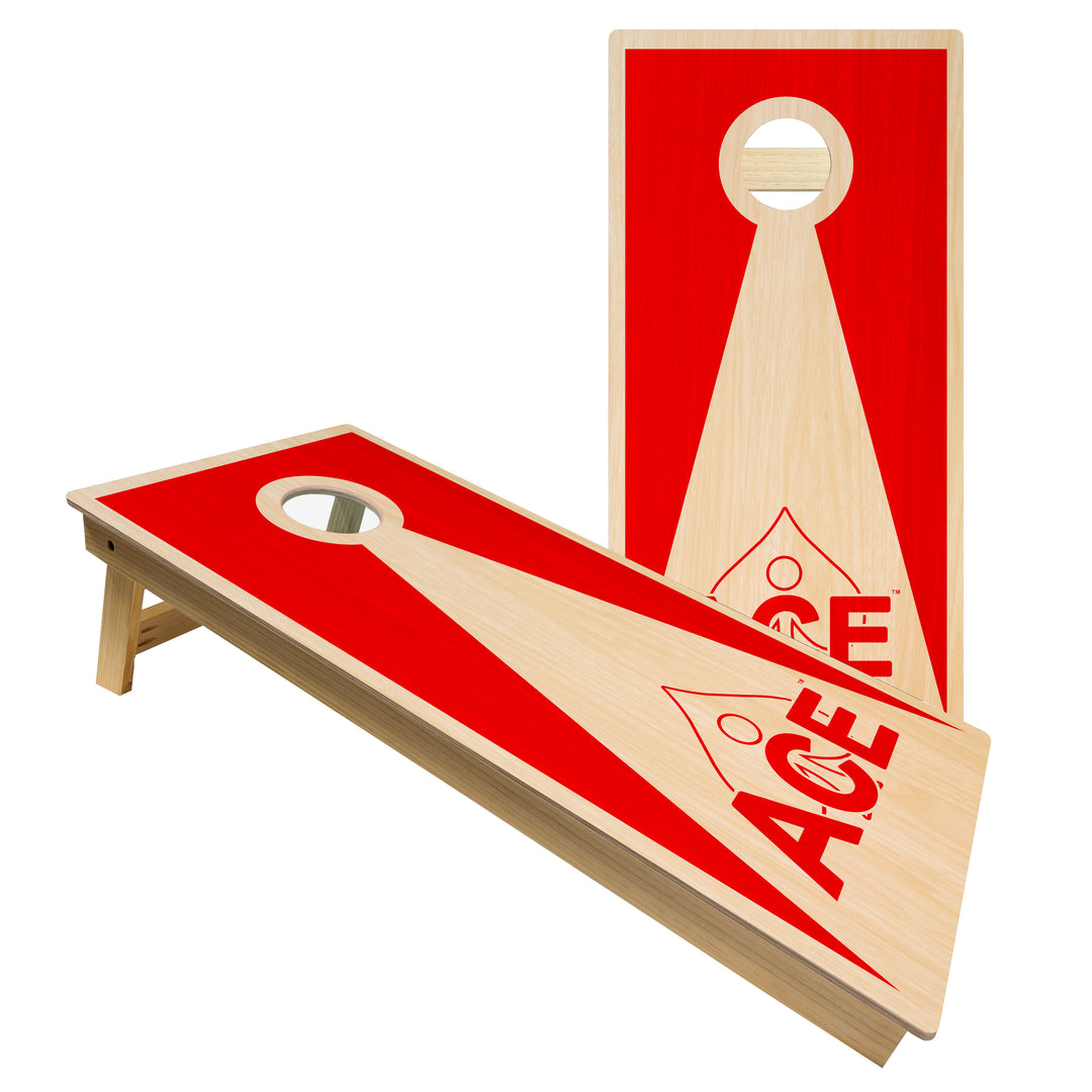 Red ACE Inverse Triangle - Cornhole Board Set - Intermediate