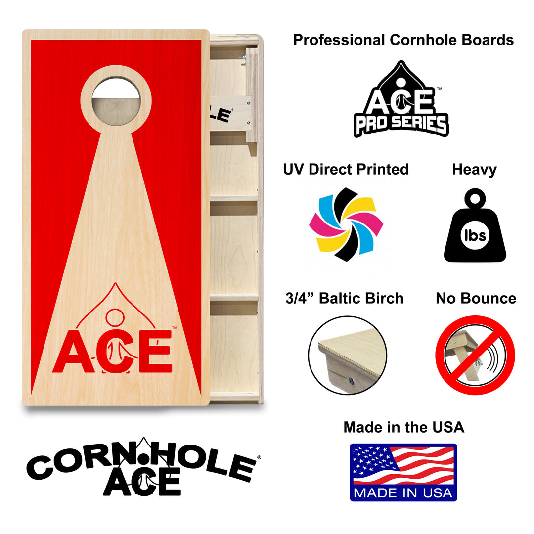 Red ACE Inverse Triangle - Cornhole Board Set - Professional