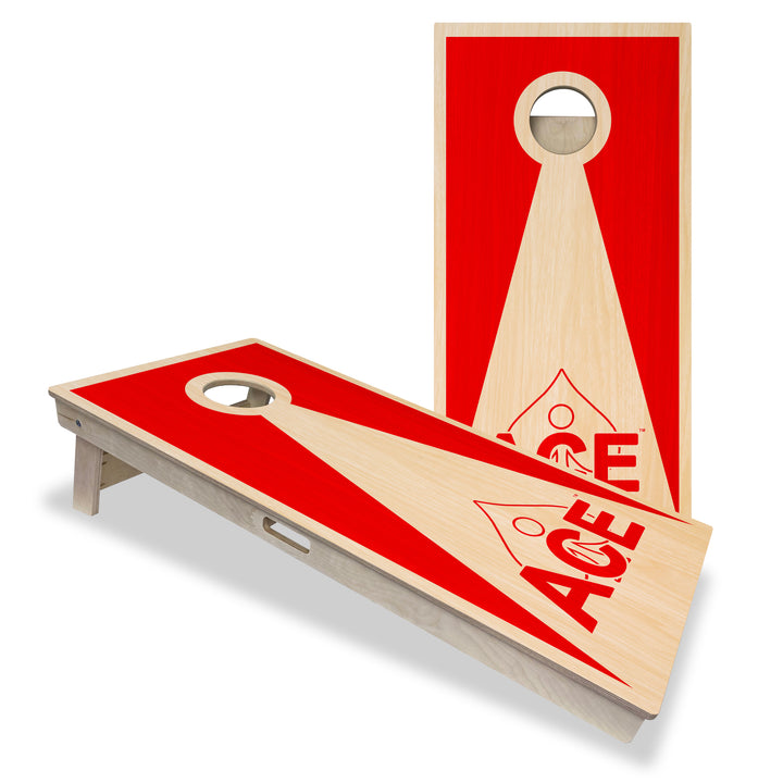 Red ACE Inverse Triangle - Cornhole Board Set - Professional