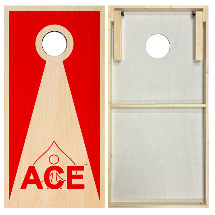 Red ACE Inverse Triangle - Cornhole Board Set - Standard