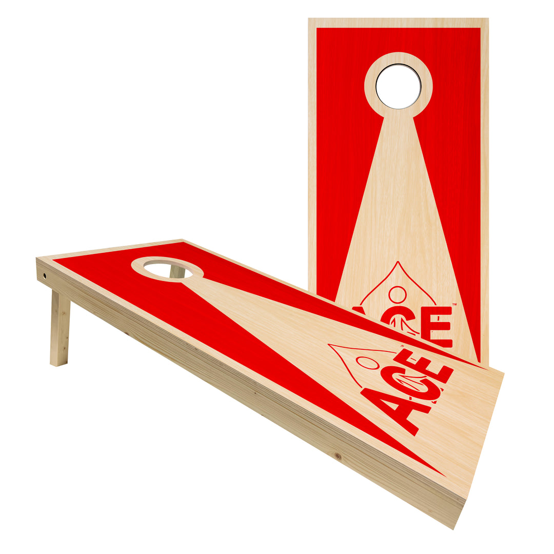 Red ACE Inverse Triangle - Cornhole Board Set - Standard