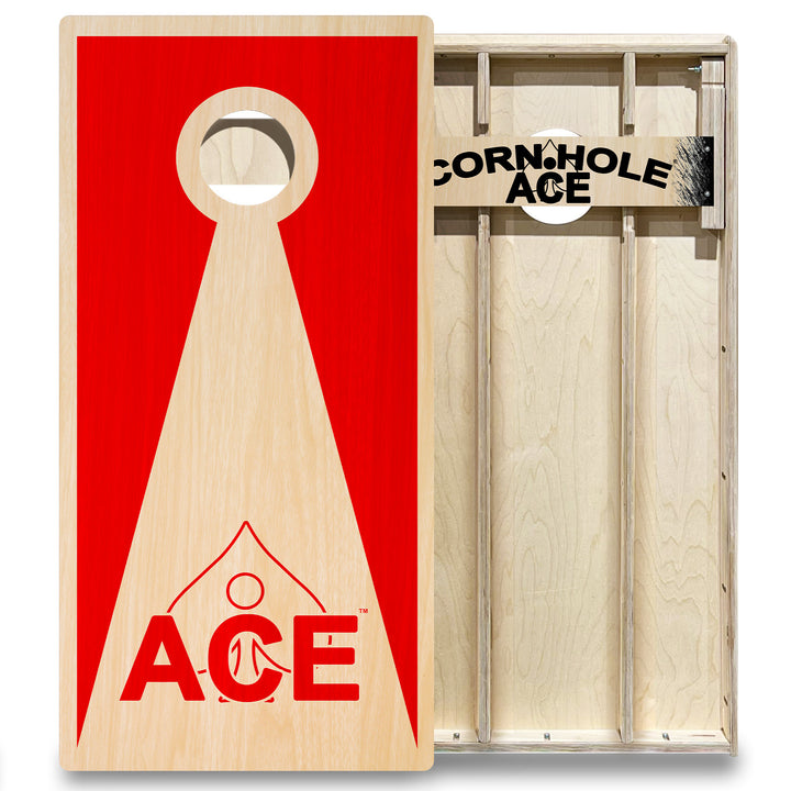 Red ACE Inverse Triangle - Cornhole Board Set - Elite