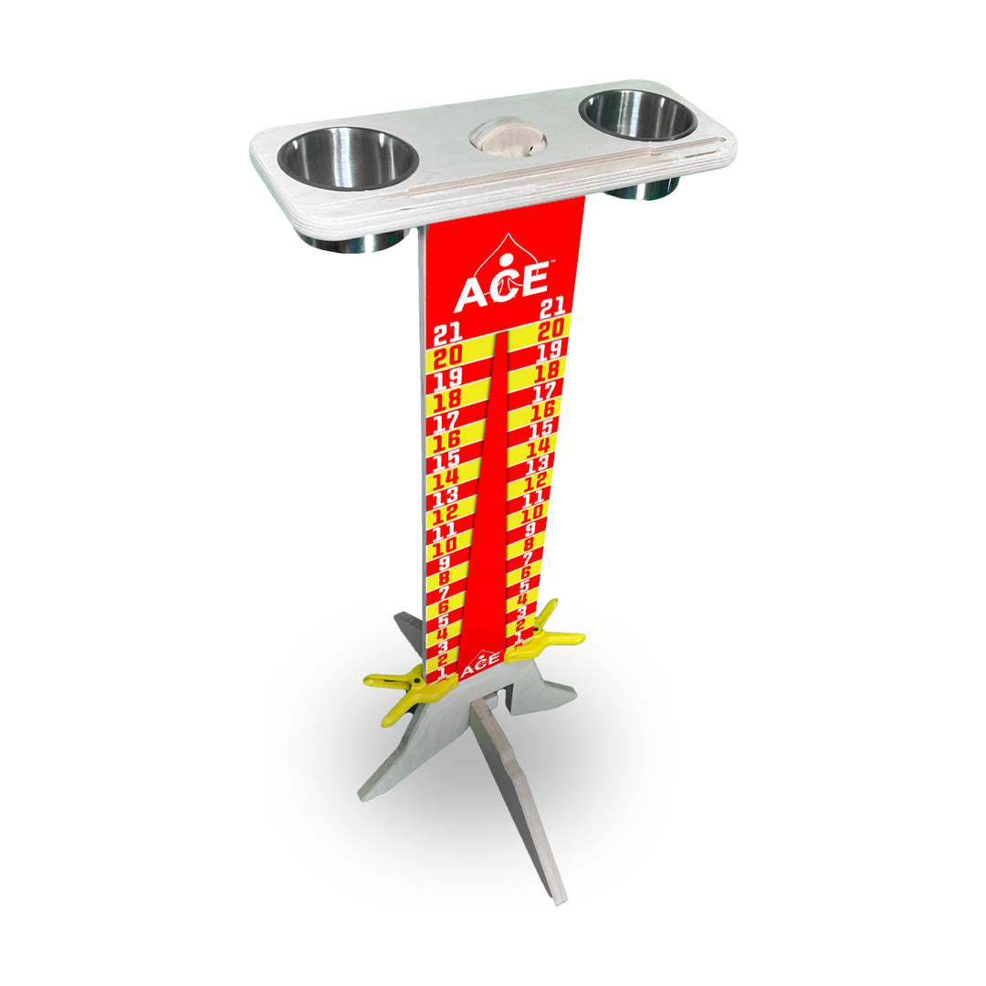 Elite Cornhole Scoreboard - 3ft Tall - Triangle Edition (Red/Yellow)