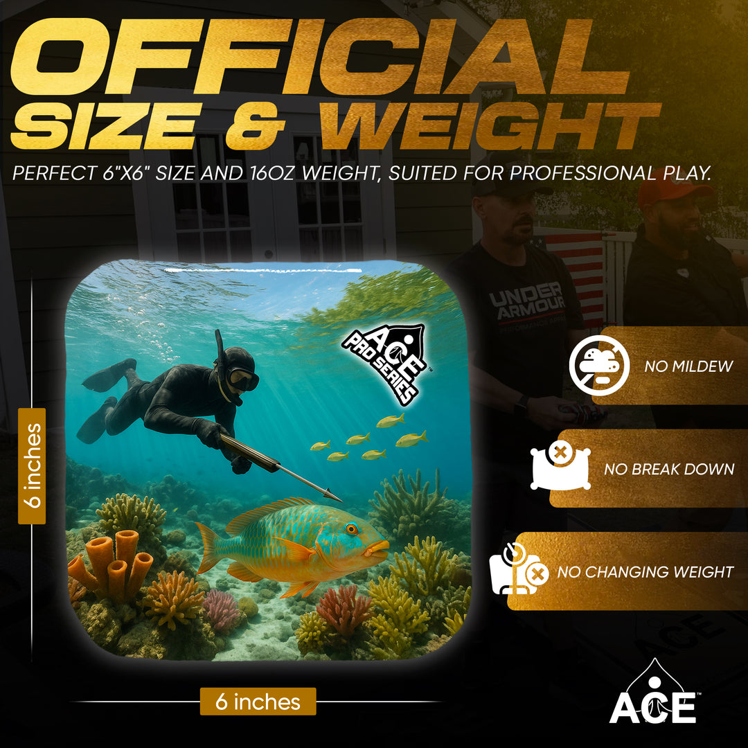 Reef Pursuit - Teal Carpet - ACE Pro Carpet Cornhole Bags