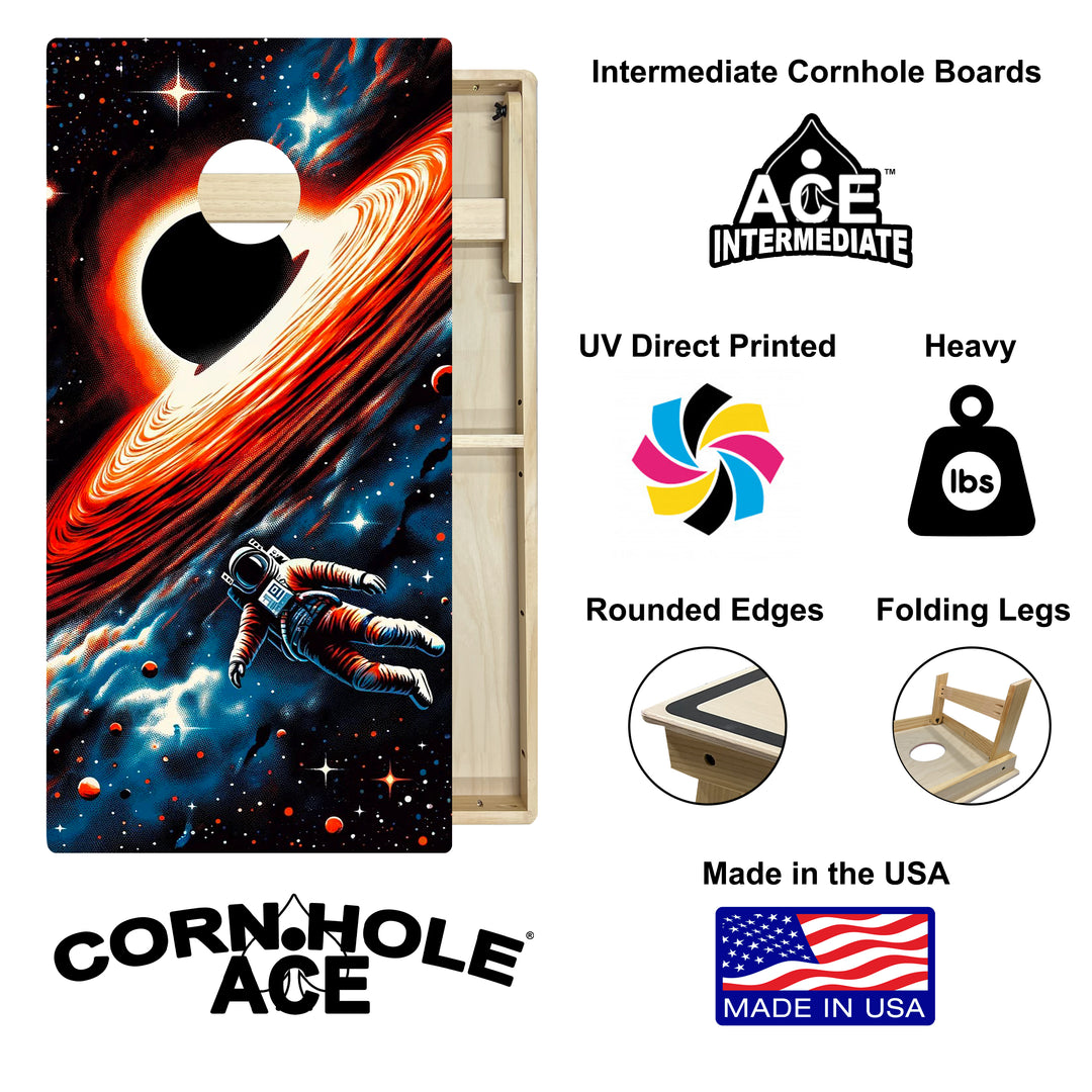 Retro Black Hole Explorer - Cornhole Board Set - Intermediate