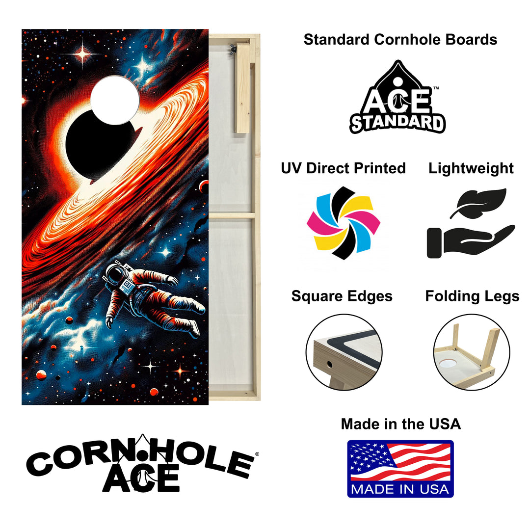 Retro Black Hole Explorer - Cornhole Board Set - Standard