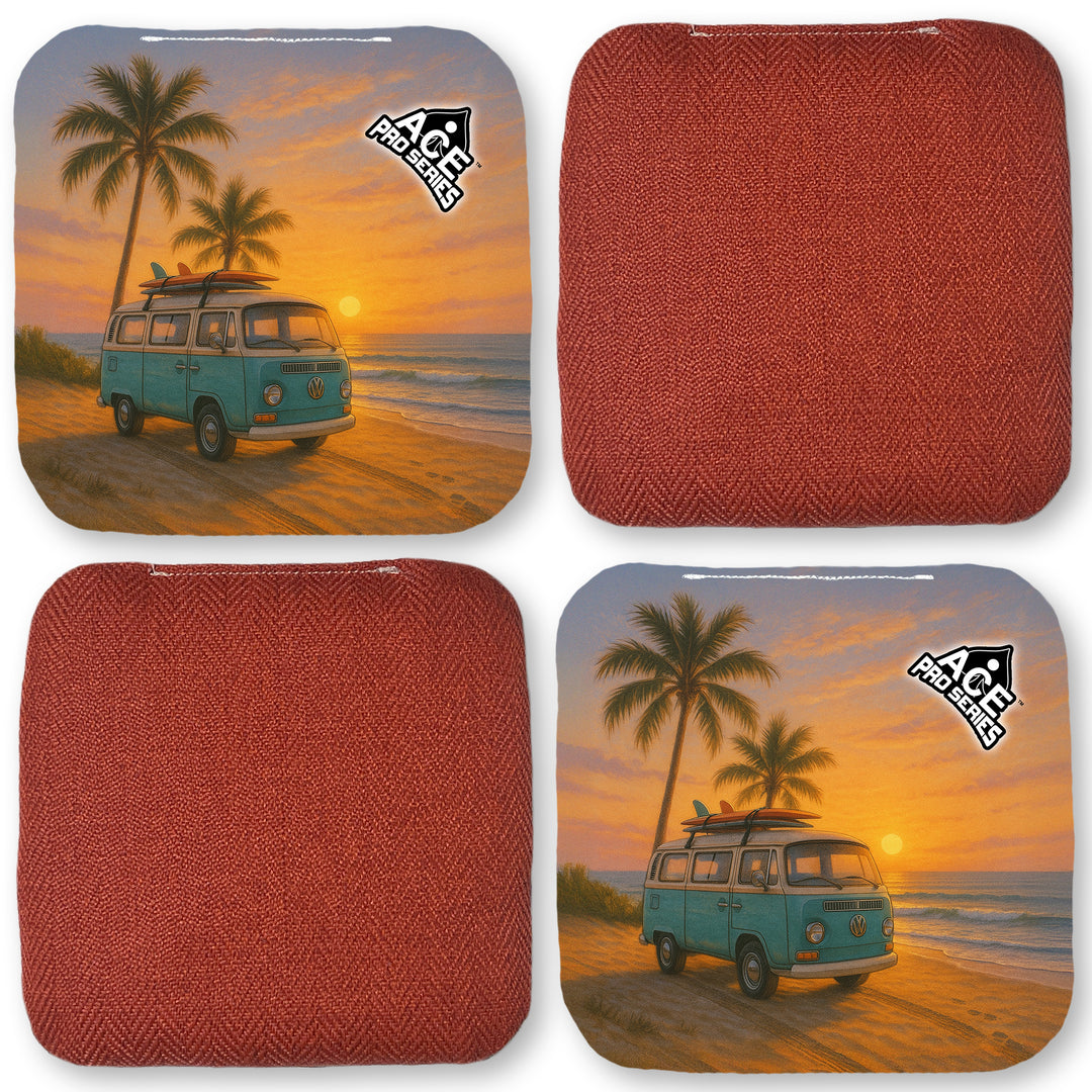 Retro Rides and Tides - Red Carpet - ACE Pro Carpet Cornhole Bags