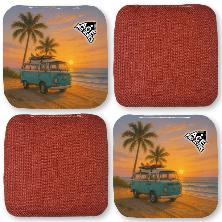 Retro Rides and Tides - Red Carpet - ACE Pro Carpet Cornhole Bags
