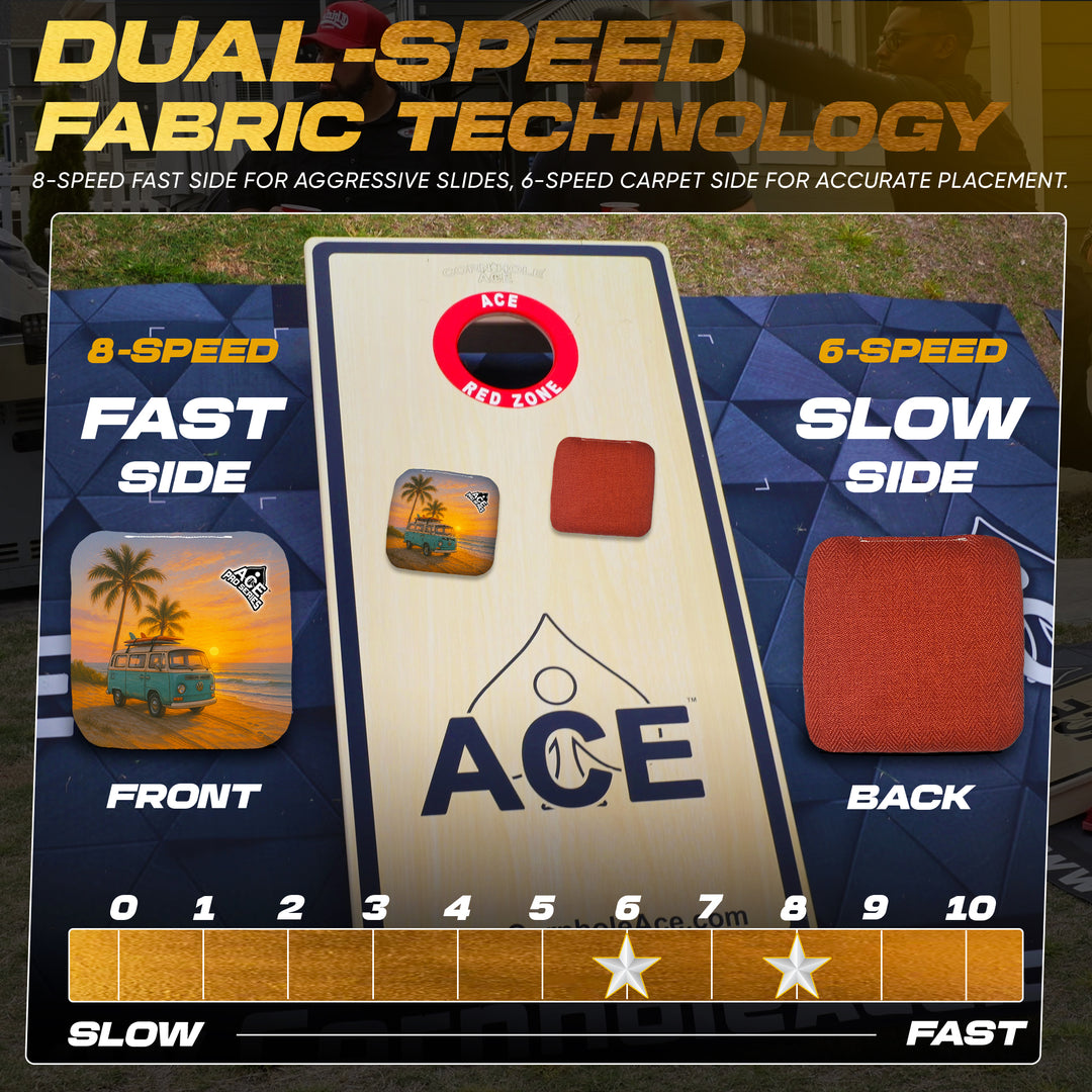 Retro Rides and Tides - Red Carpet - ACE Pro Carpet Cornhole Bags