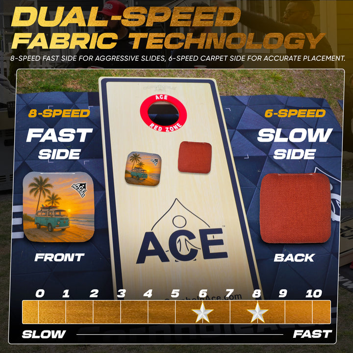 Retro Rides and Tides - Red Carpet - ACE Pro Carpet Cornhole Bags