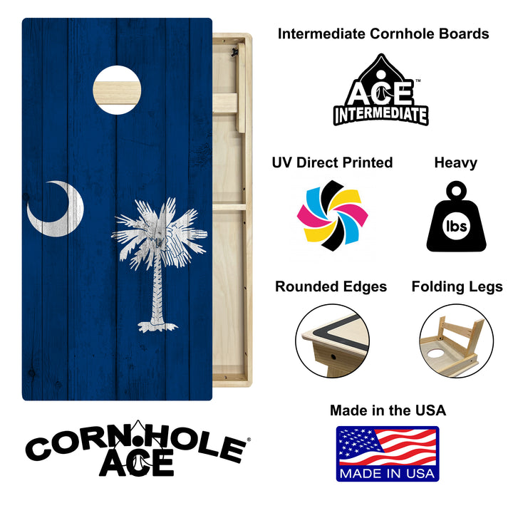 South Carolina State Flag - Cornhole Board Set - Intermediate