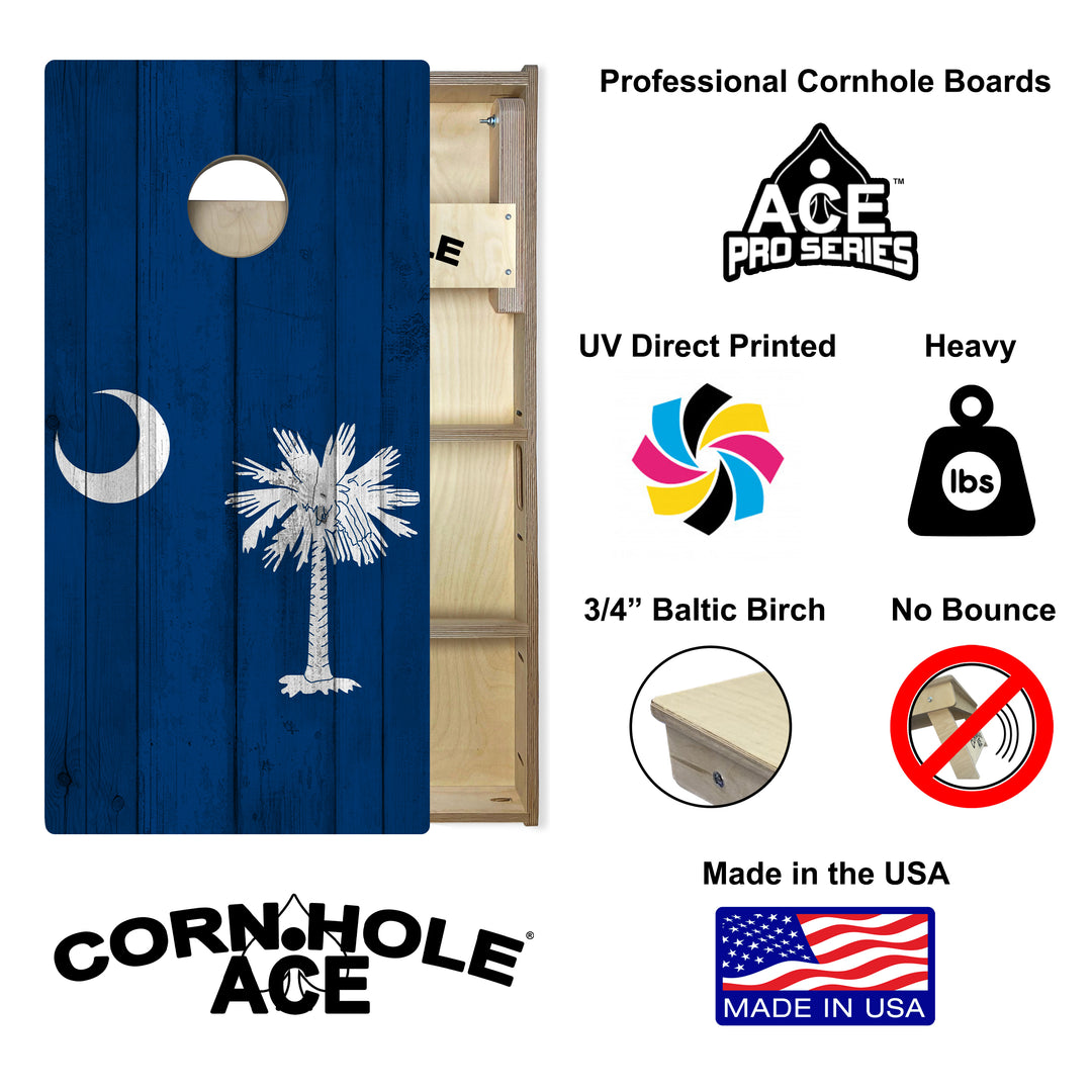 South Carolina State Flag - Cornhole Board Set - Professional