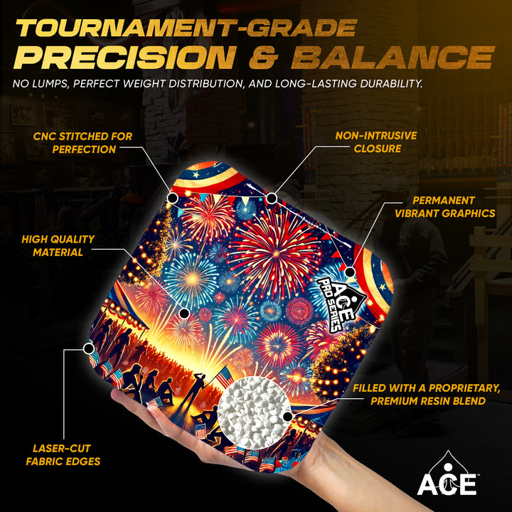 Salute to the 4th - Orange Carpet - ACE Pro Carpet Cornhole Bags