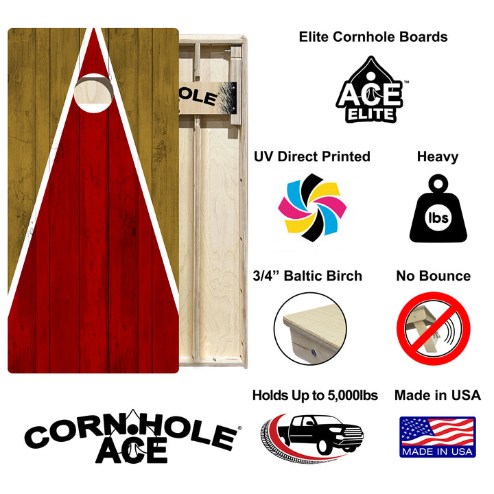 San Francisco Tailgate Triangle Design (Red and Gold) - Cornhole Board Set - Elite