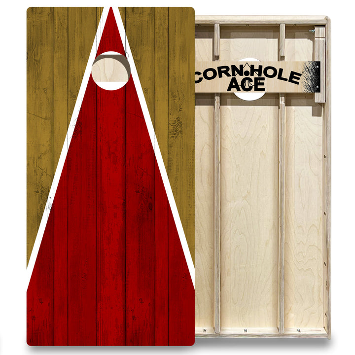 San Francisco Tailgate Triangle Design (Red and Gold) - Cornhole Board Set - Elite