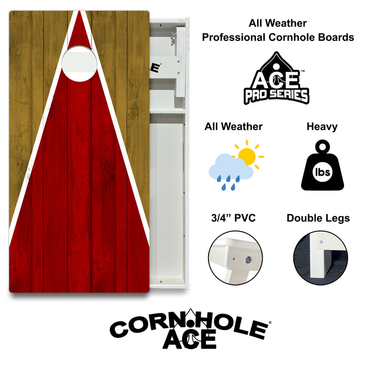 San Francisco Tailgate Triangle Design (Red and Gold) - Cornhole Board Set - All Weather