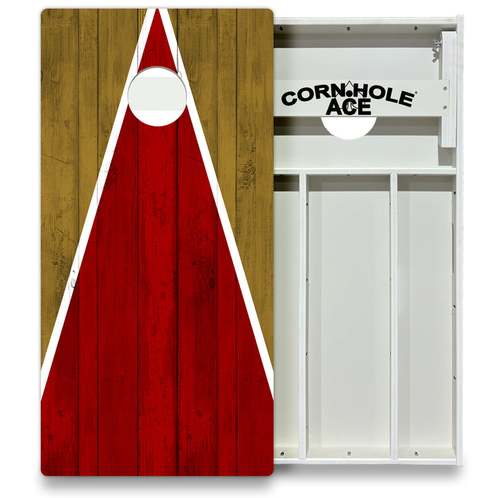 San Francisco Tailgate Triangle Design (Red and Gold) - Cornhole Board Set - All Weather