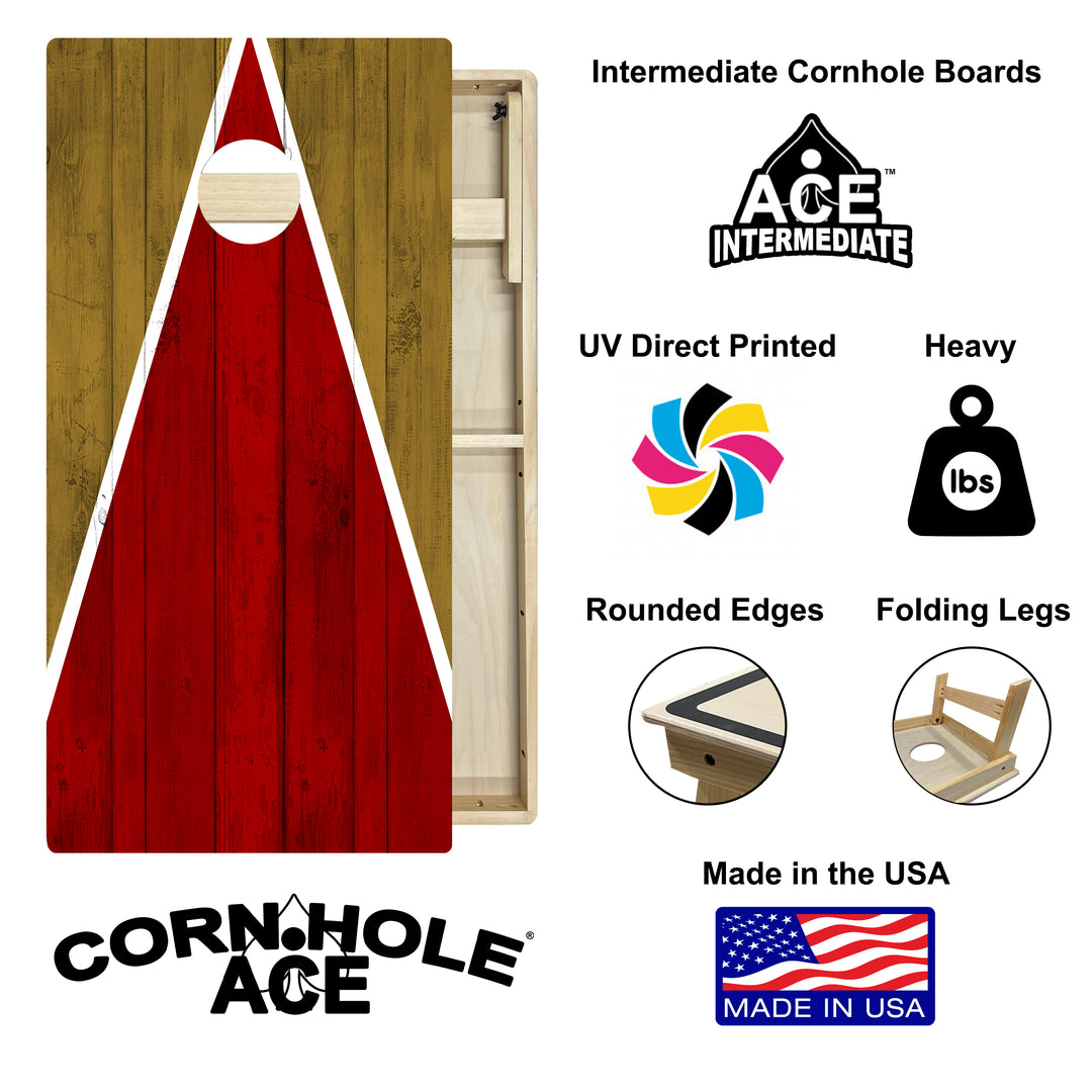 San Francisco Tailgate Triangle Design (Red and Gold) - Cornhole Board Set - Intermediate