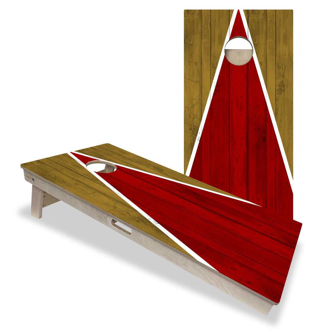 San Francisco Tailgate Triangle Design (Red and Gold) - Cornhole Board Set - Professional