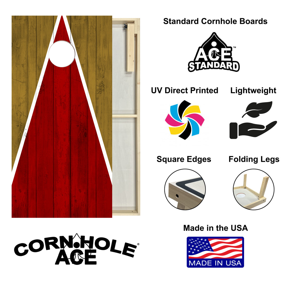 San Francisco Tailgate Triangle Design (Red and Gold) - Cornhole Board Set - Standard