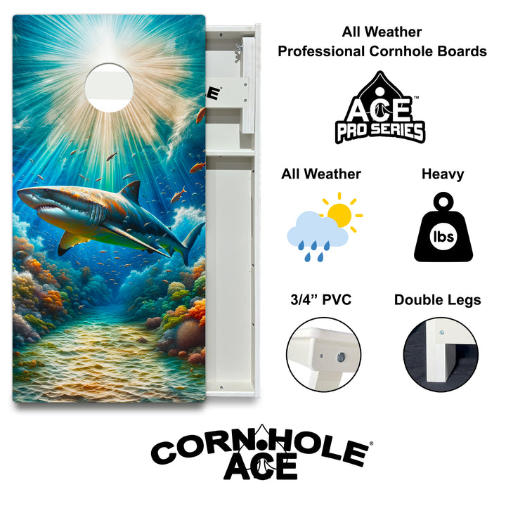 Shark King - Cornhole Board Set - All Weather