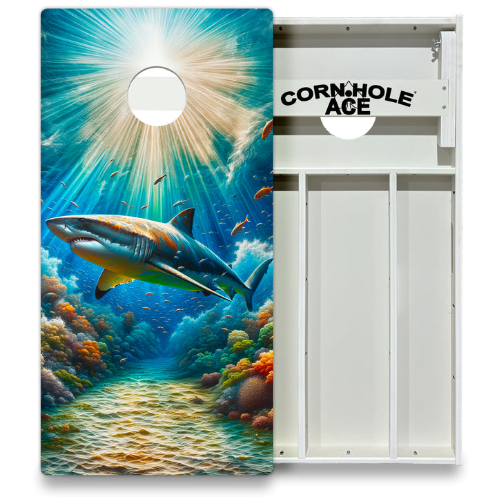 Shark King - Cornhole Board Set - All Weather