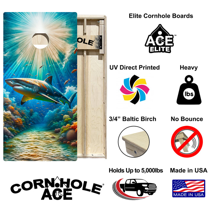 Shark King - Cornhole Board Set - Elite