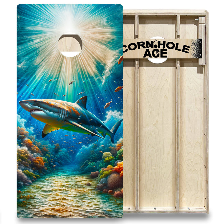 Shark King - Cornhole Board Set - Elite