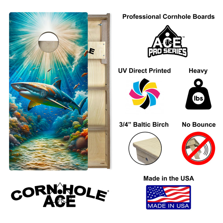 Shark King - Cornhole Board Set - Professional