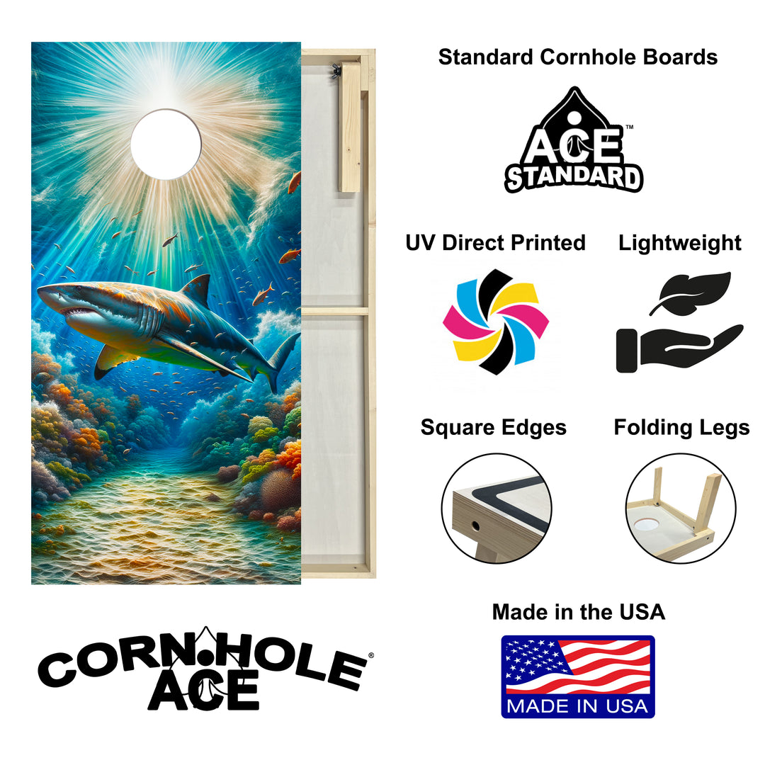 Shark King - Cornhole Board Set - Standard