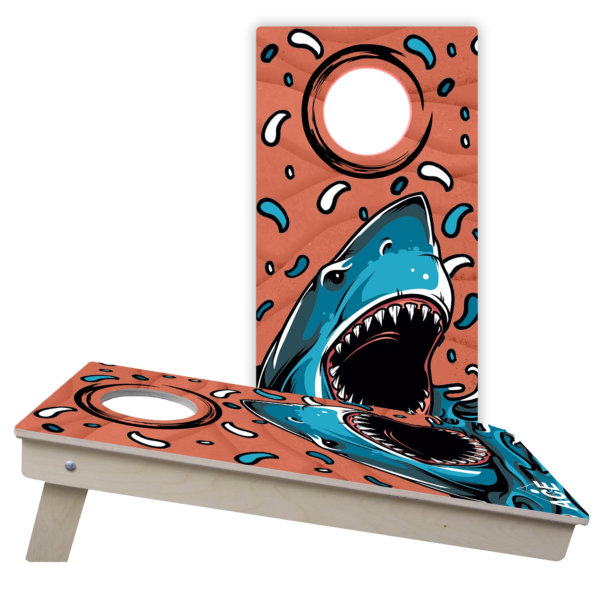 ACE Beach Shark - Cornhole Board Set - Tailgate – CornholeAce