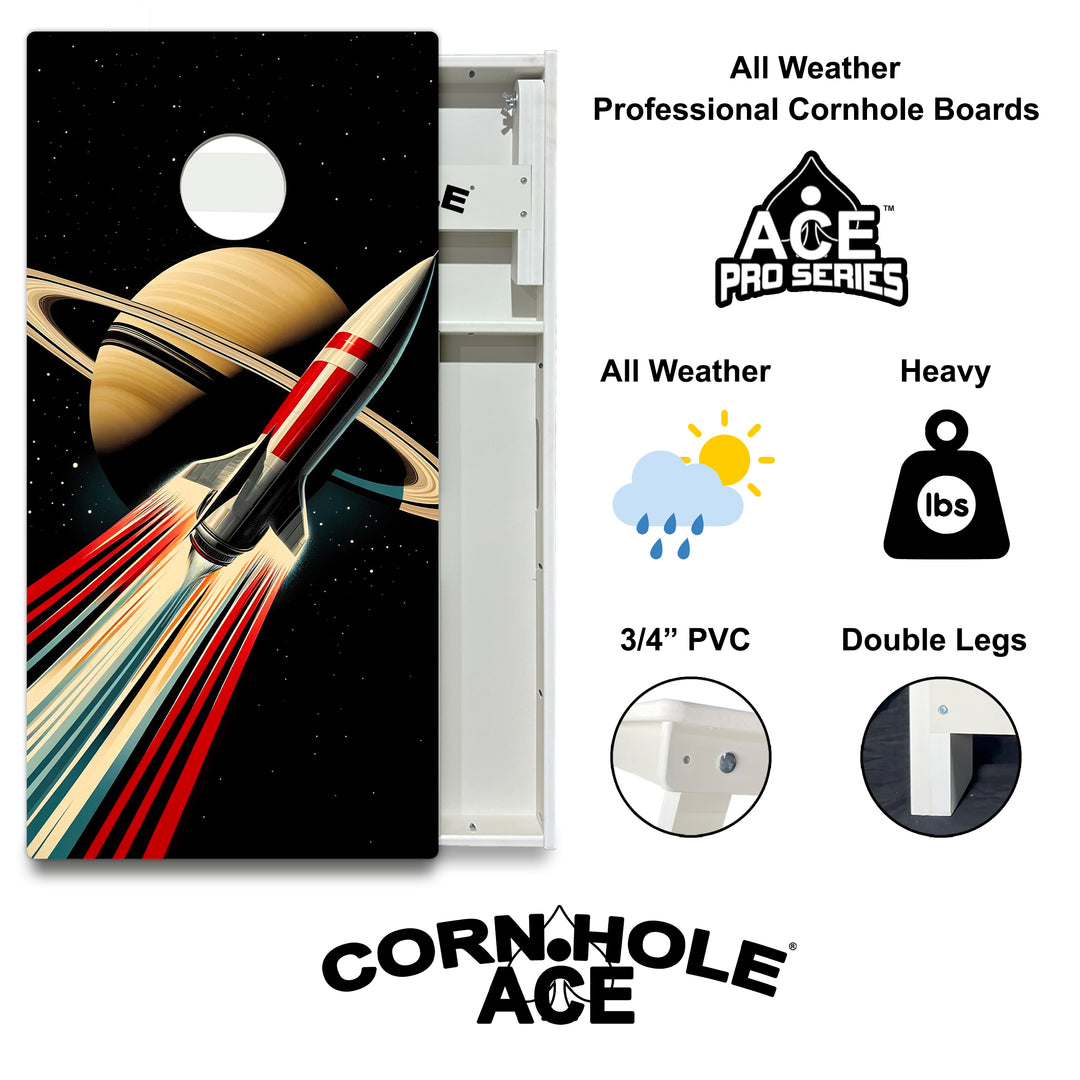 Sideways to Saturn - Cornhole Board Set - All Weather