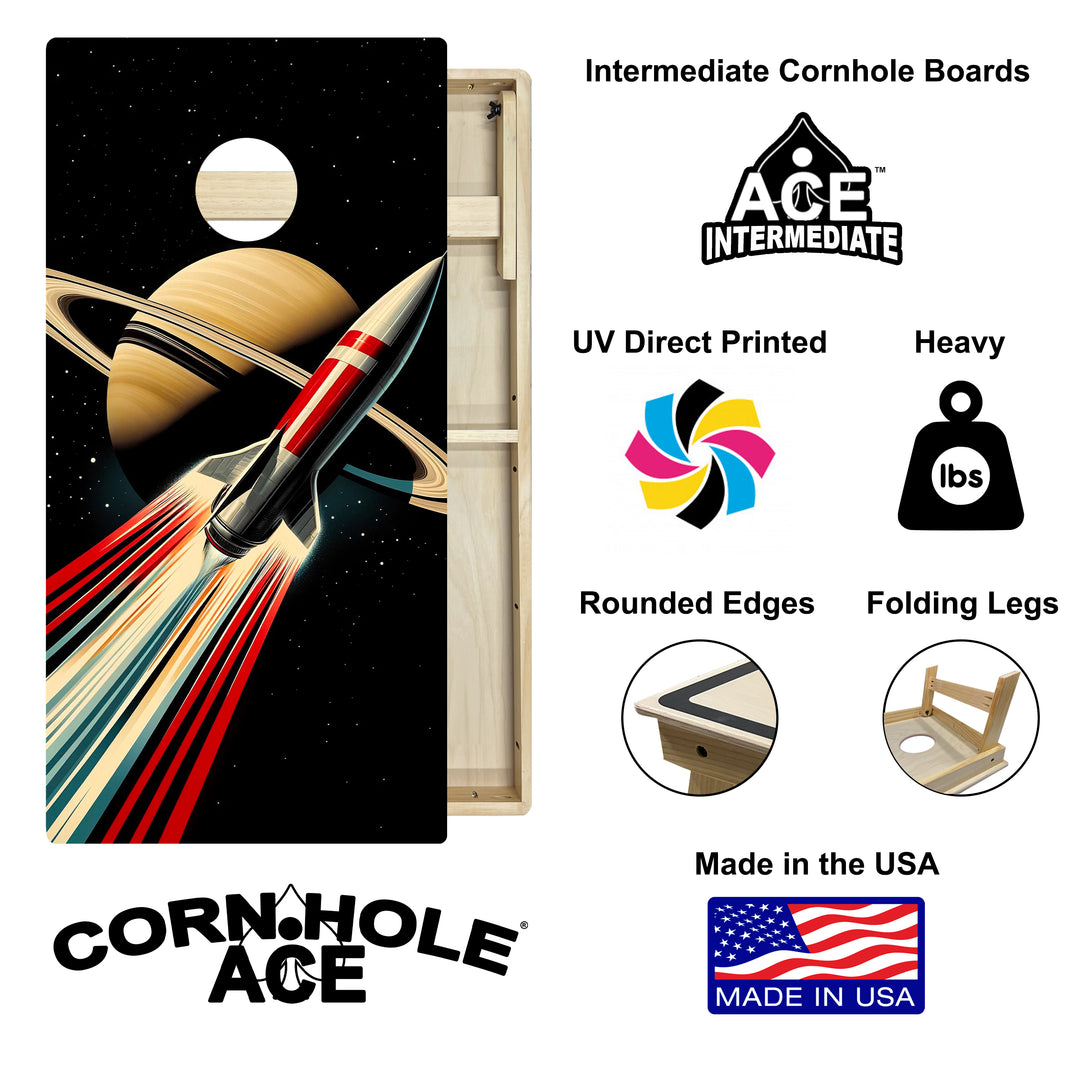 Sideways to Saturn - Cornhole Board Set - Intermediate