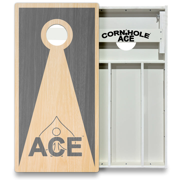 Silver ACE Inverse Triangle - Cornhole Board Set - All Weather