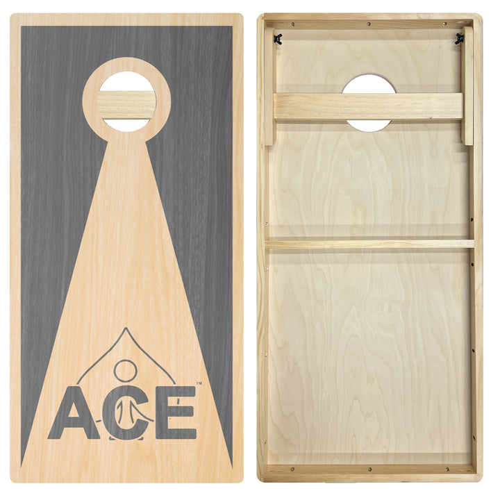 Silver ACE Inverse Triangle - Cornhole Board Set - Intermediate