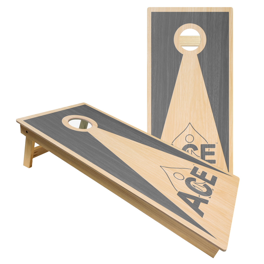 Silver ACE Inverse Triangle - Cornhole Board Set - Intermediate