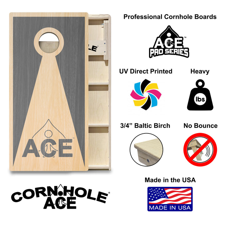 Silver ACE Inverse Triangle - Cornhole Board Set - Professional