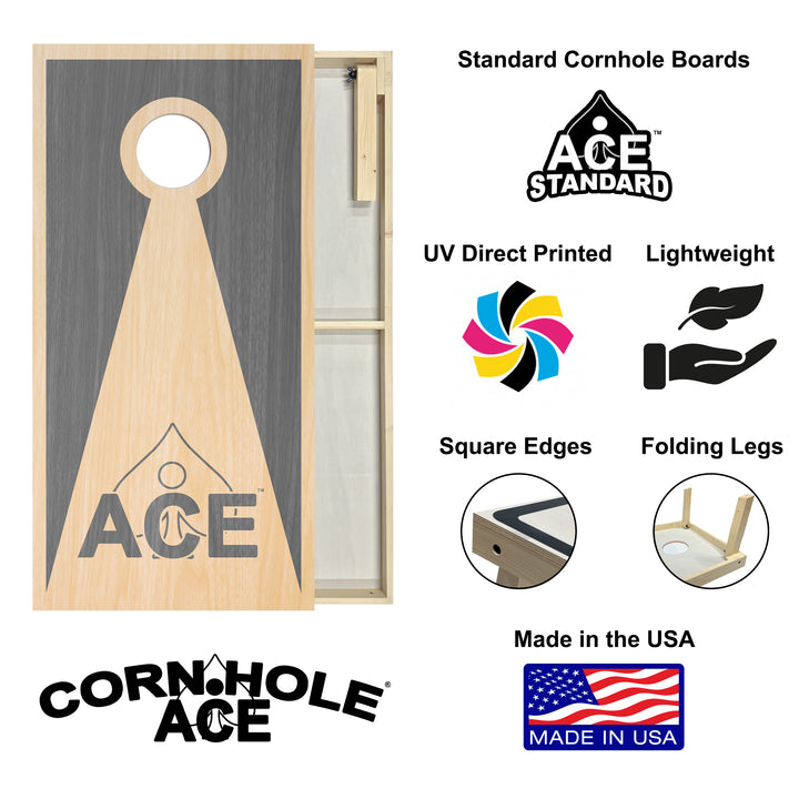 Silver ACE Inverse Triangle - Cornhole Board Set - Standard