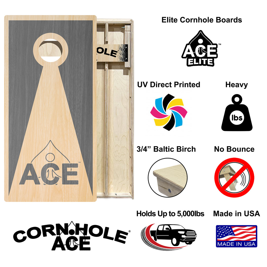 Silver ACE Inverse Triangle - Cornhole Board Set - Elite