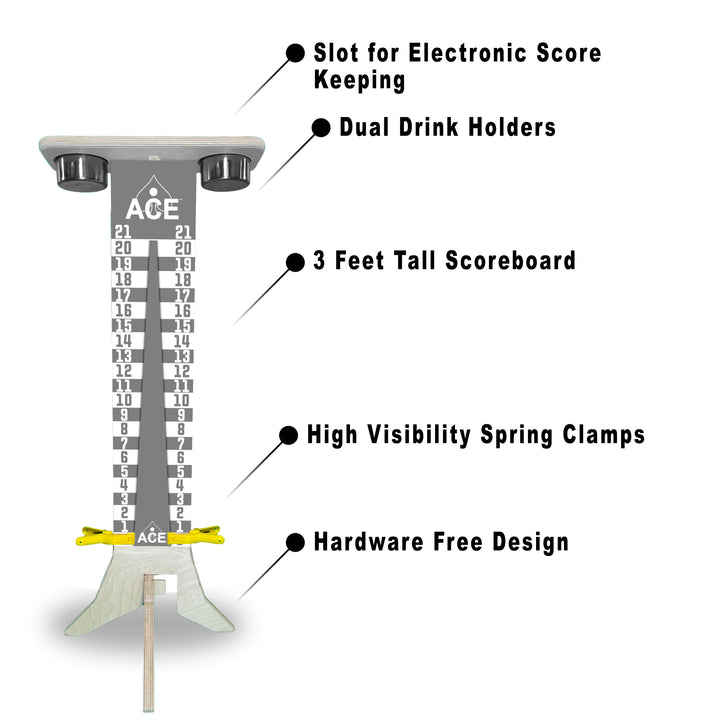 Elite Cornhole Scoreboard - 3ft Tall - Triangle Edition (Silver/White)