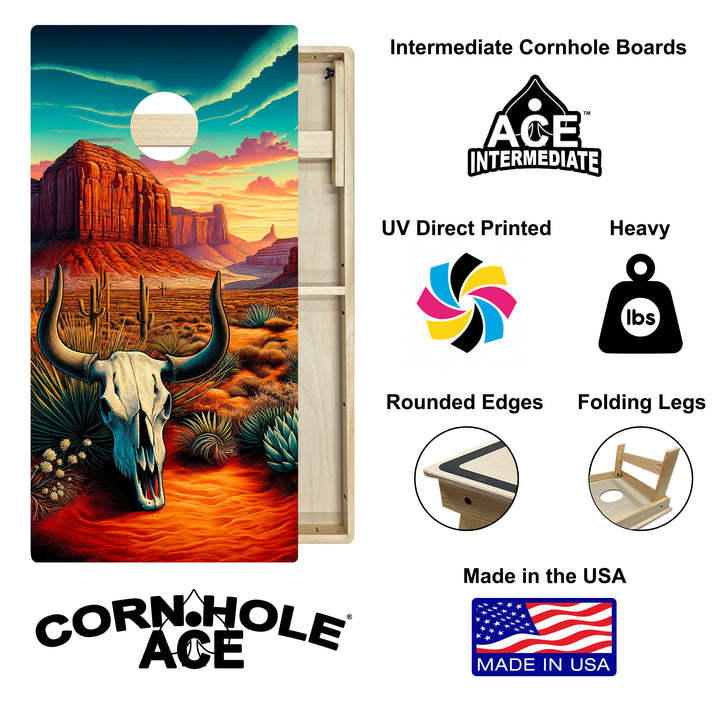 Skull Canyon Orange Sunset - Cornhole Board Set - Intermediate