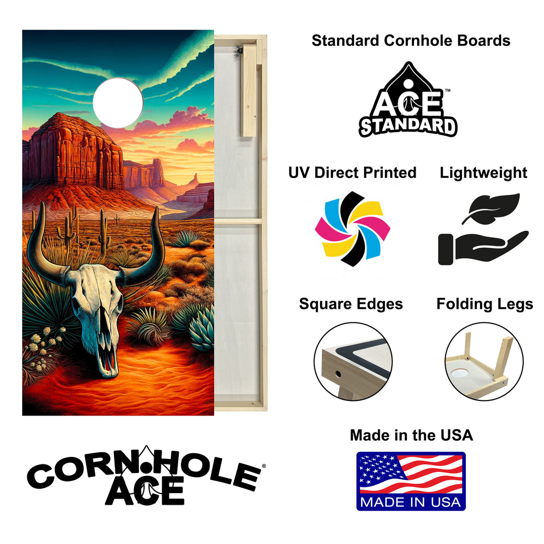 Skull Canyon Orange Sunset - Cornhole Board Set - Standard