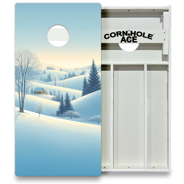 Snowy Hillside Cabin - Cornhole Board Set - All Weather