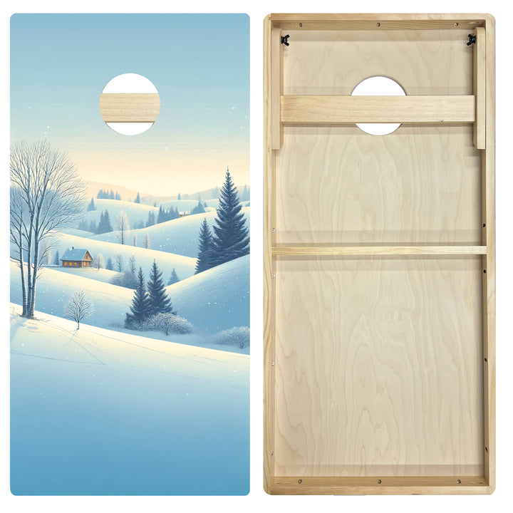 Snowy Hillside Cabin - Cornhole Board Set - Intermediate